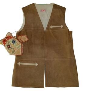 Union made 70s leather and suede vest size 16‎